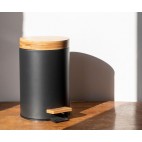 PAPELERA PEDAL S.C. NEGRA/BAMBU 3L.