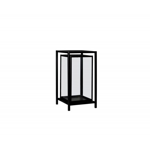 PORTAVELAS INDUSTRIAL DECORATIVO NEGRO  DE METAL Y CRISTAL