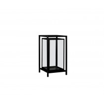 PORTAVELAS INDUSTRIAL DECORATIVO NEGRO  DE METAL Y CRISTAL