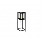PORTAVELAS INDUSTRIAL DE PIE NEGRO DE METAL Y CRISTAL