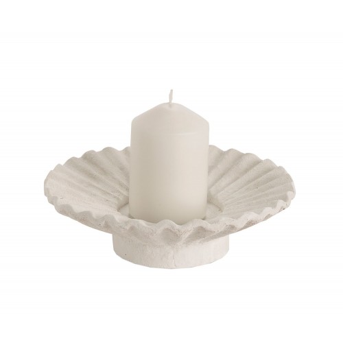 PORTAVELAS DECORATIVO DE CEMENTO BLANCO