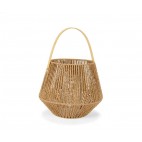FAROL RUSTICO PORTAVELAS MARRON DE FIBRA NATURAL 43CM