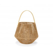 FAROL RUSTICO PORTAVELAS MARRON DE FIBRA NATURAL 43CM