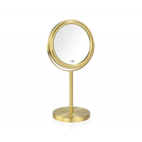 Espejo de aumento 5x dorado doble cara